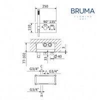 MEDIDAS TERMOSTATICA DUCHA EMPOTRADA LEAF BRUMA